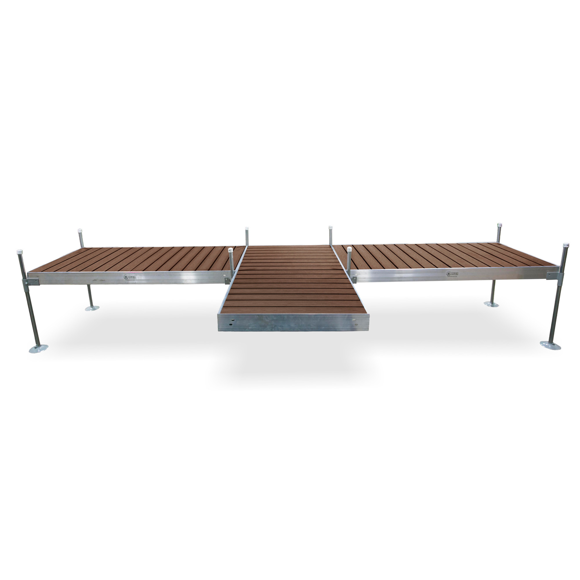 Tommy Docks T-Shaped PVC Dock - 8ft., Brown, Aluminum Frame, Composite Decking, Model# TDTAZB-40021